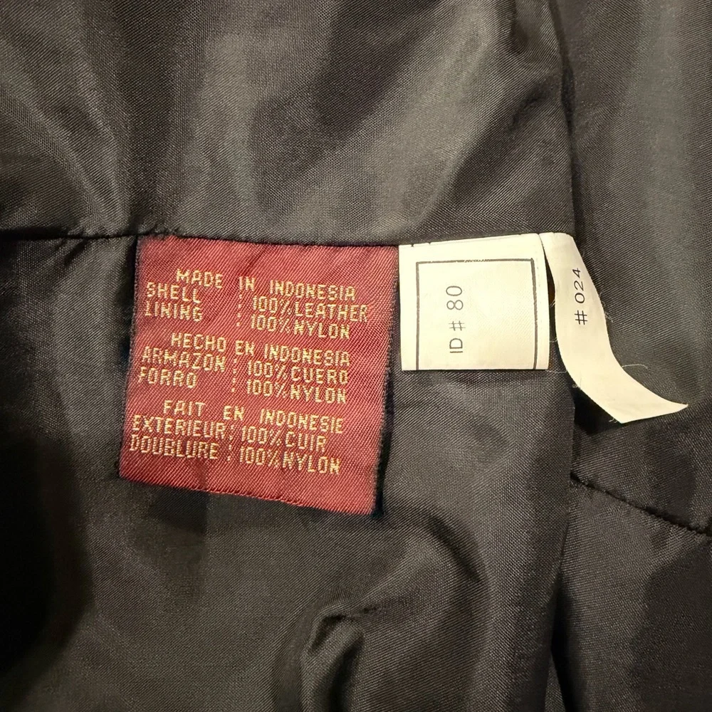 Vintage‎ Black Leather Long Coat Textured Shawl Collar 1X